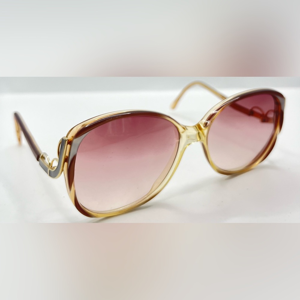 Vintage Swank Anais 415-214 Brown Gray Oval Sunglasses Frames Only